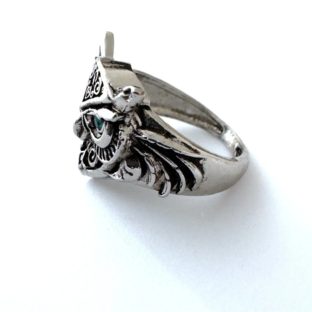 Mystic Gaze Silver Owl Ring Blue Gem Eyes - Studio Series - Picture 3 of 6